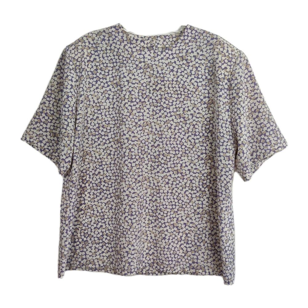Pendleton Sophisticates Women's Blouse, Size 16, Purple/Cream, Short‎ Sleeves